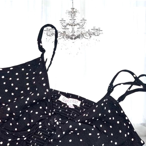 Patrons Of Peace Black Top Women Small White Polkadots Keyhole Adjustable Strap - Picture 4 of 4